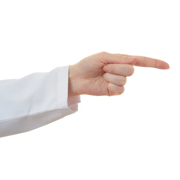 Arzt weibliche Hand über weißen isolierten Hintergrund — Stockfoto