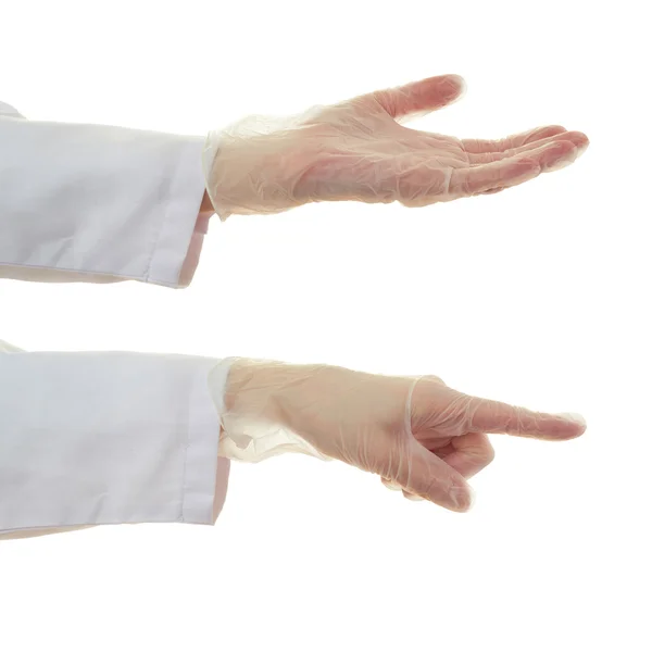 Set of doctor female hand over white isolated background — Stock Photo, Image