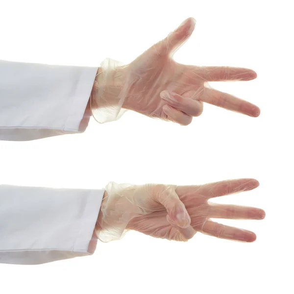 Набір доктора жіночої руки на білому ізольованому фоні — стокове фото