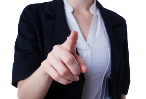 Mujer de negocios de pie sobre fondo blanco aislado —  Fotos de Stock