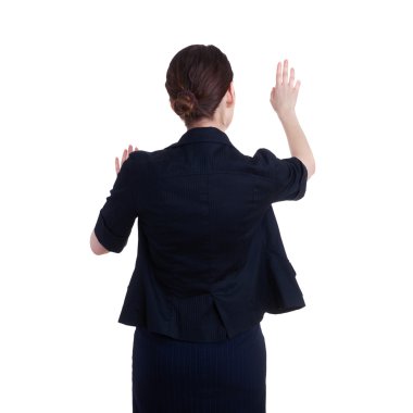 Beyaz izole arka plan üzerinde duran iş kadını