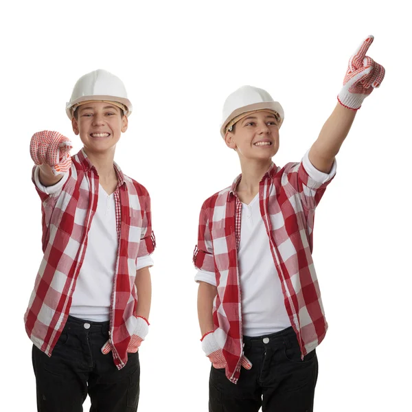 Lindo adolescente chico sobre blanco aislado fondo — Foto de Stock