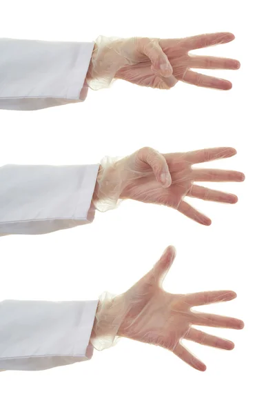 Set di medico femmina mano su sfondo bianco isolato — Foto Stock