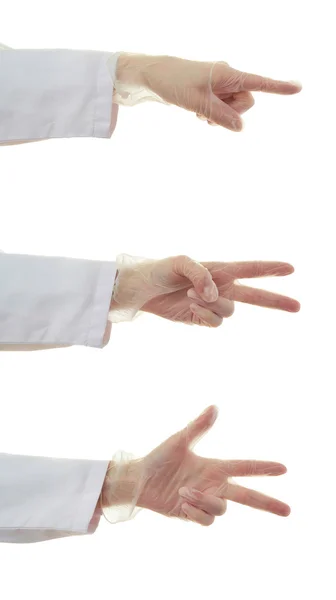 Set von Arzt weibliche Hand über weißen isolierten Hintergrund — Stockfoto