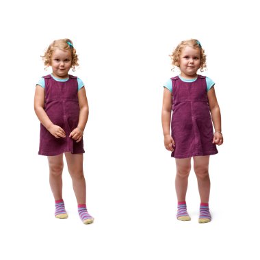 İzole beyaz arka plan üzerinde duran genç kız