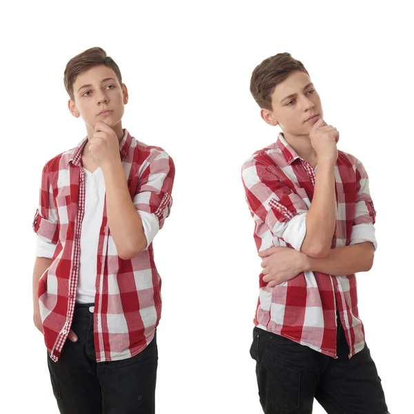 Sevimli genç çocuk beyaz izole arka plan üzerinde