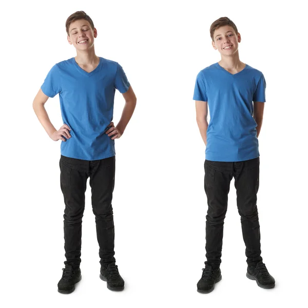 Set von niedlichen Teenager Junge über weißen isolierten Hintergrund Stockbild