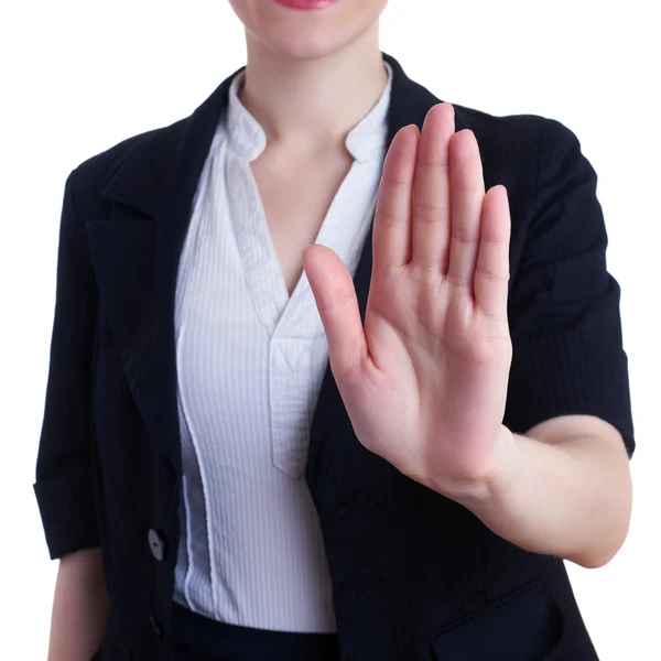 Businesswoman standing over white isolated background — Stock Photo, Image