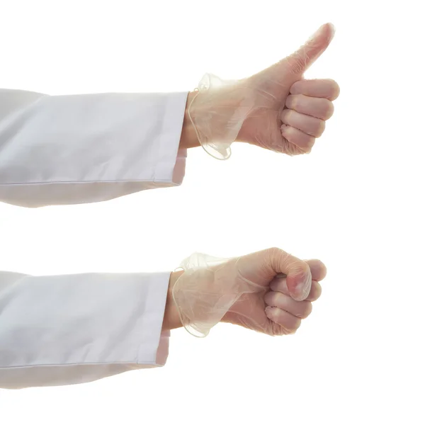 Conjunto de médico mão feminina sobre fundo isolado branco — Fotografia de Stock