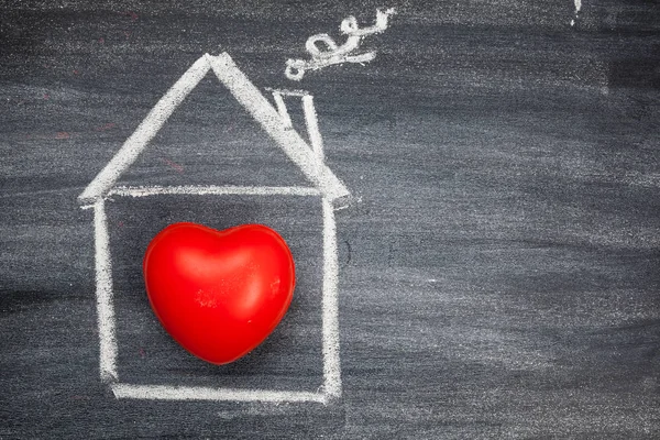 Painted House with Red Heart — Stock Photo, Image