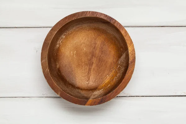 Empty bowl on wooden white — Stock Photo, Image