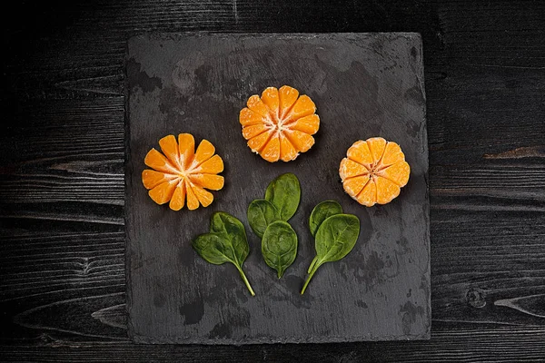 Mandarin. Világos. Citrus. Egy fényes gyümölcs. A design. — Stock Fotó