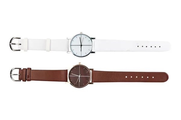 남자의 손목 시계입니다. 패션 액세서리입니다. 가죽 벨트입니다. 디자인에 대 한. — 스톡 사진