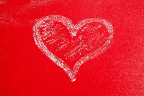 Coração de giz pintado à mão em — Fotografia de Stock