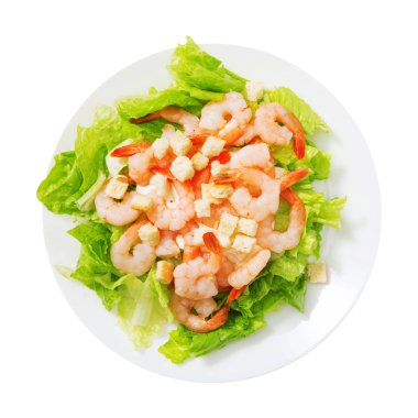 Salata. Lezzetli. sağlıklı beslenme. Sezar. Yaprakları. Yeşil. İzole. Yukarıdan görüntüleyin. Tasarımlarınız için.