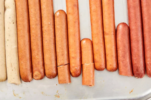 Sausages. Tasty food. Meat. For cooking hot dogs. Close. Sausages. For your design. Fast food.