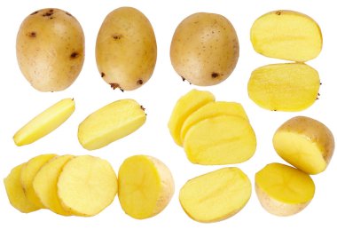 Patates kümesi. Yararlı sebzeler. Katkı. Beyaz arka plan üzerinde izole. Tasarımlarınız için.