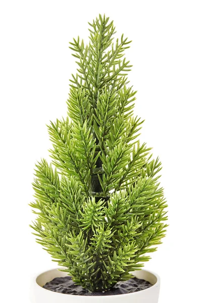 Deko-Weihnachtsbaum isoliert auf weißem Hintergrund. Topf. — Stockfoto