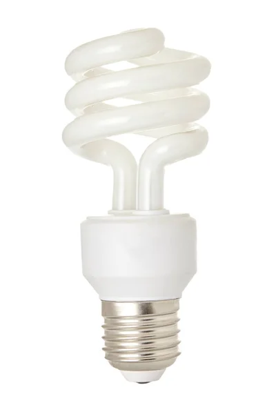 Energie besparende lamp geïsoleerd op een witte achtergrond. Sluiten.. — Stockfoto