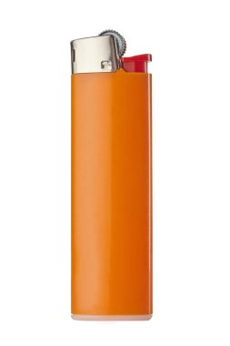 Orange lighter isolated on white. Close up.