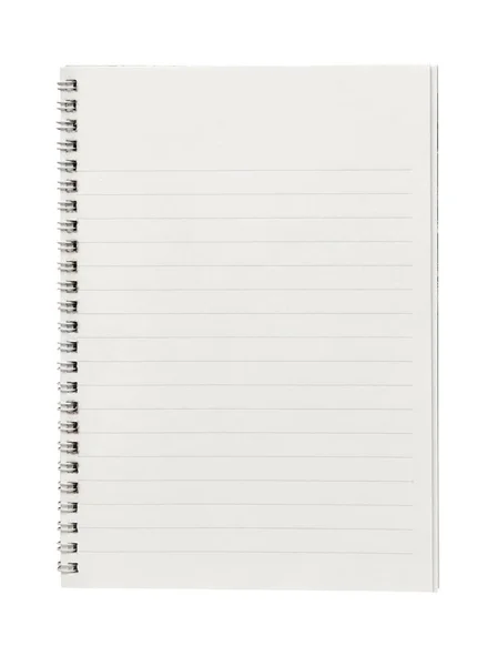 Notebook espiral vazio em branco isolado no fundo branco. Fechar . — Fotografia de Stock