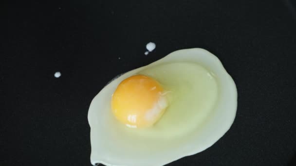 Cuisson des œufs frits dans une poêle sur la cuisinière. Gros plan .