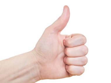 İnsanın eli, ya büyük bir jest gösterir ya da beyaz arka planda izole olur. Kapat.