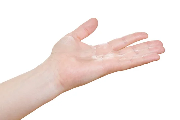 Hand to hold something, isolated on white Close up — Stock Photo, Image
