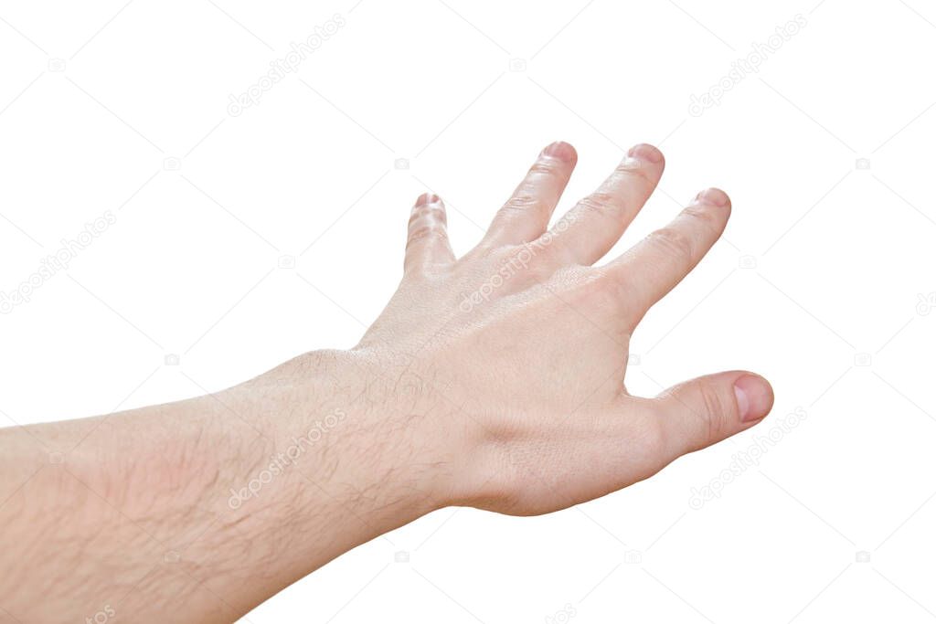 Hand show direction or pointed something, isolated on a white background