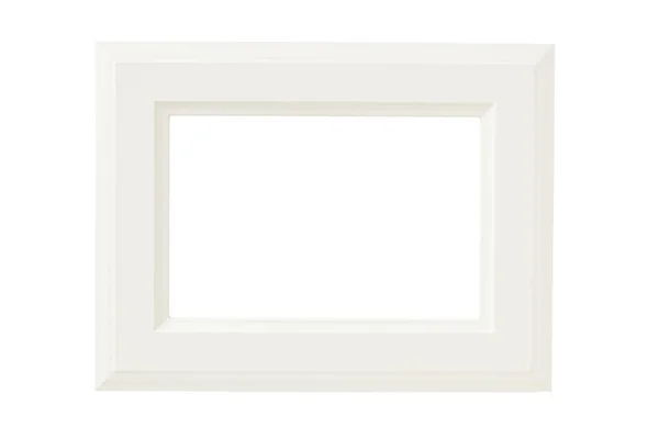 Біла дерев'яна рамка з відсічним контуром ізольована . — стокове фото