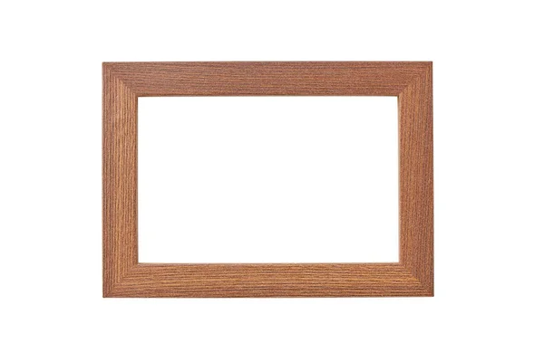 Empty rectangular wooden photo frame Isolated on white. — Stock Photo, Image
