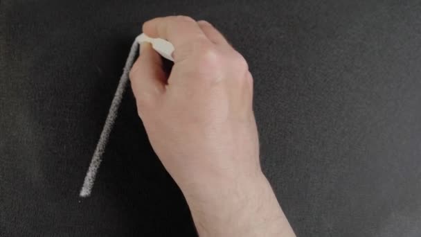 Τέλος. Ο άνθρωπος χέρι γράφει τη λέξη τέλος με κιμωλία σε έναν πίνακα — Αρχείο Βίντεο