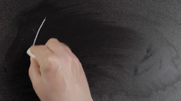Ouvre. La main de l'homme écrit le mot Ouvrir par la craie sur un tableau noir — Video