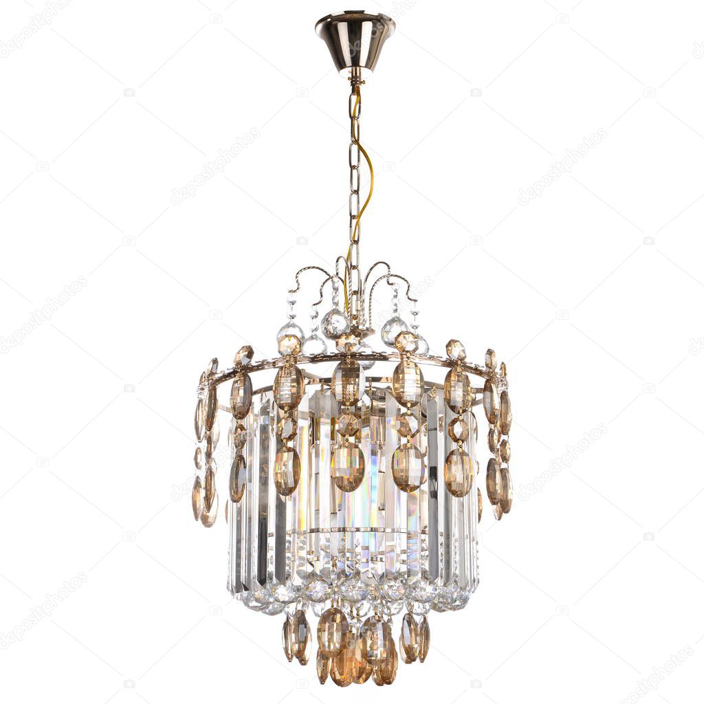 crystal glass chandelier isolated on white background