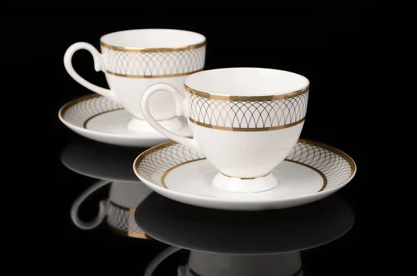 Tea set on black background — Stock Photo, Image