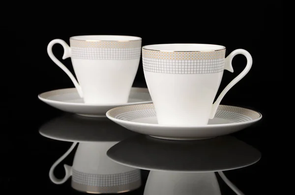 Tea set on black background — Stock Photo, Image