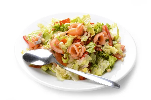 Salad with fish salmon and vegetables — Stock Photo, Image