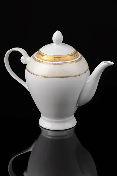 Tea pot isolated on black background — Stock Photo, Image