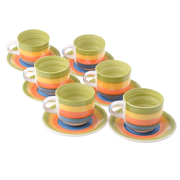 Set of cups for tea and coffe isolated — Stock Photo, Image