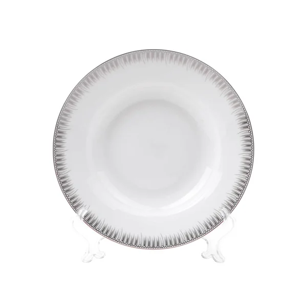 Prato de jantar vazio isolado no fundo branco — Fotografia de Stock
