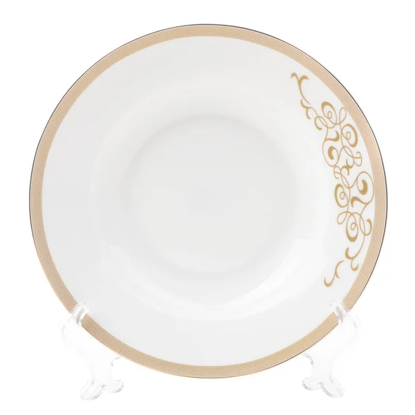 Beyaz arka plan üzerinde izole yemek tabağı boş — Stok fotoğraf