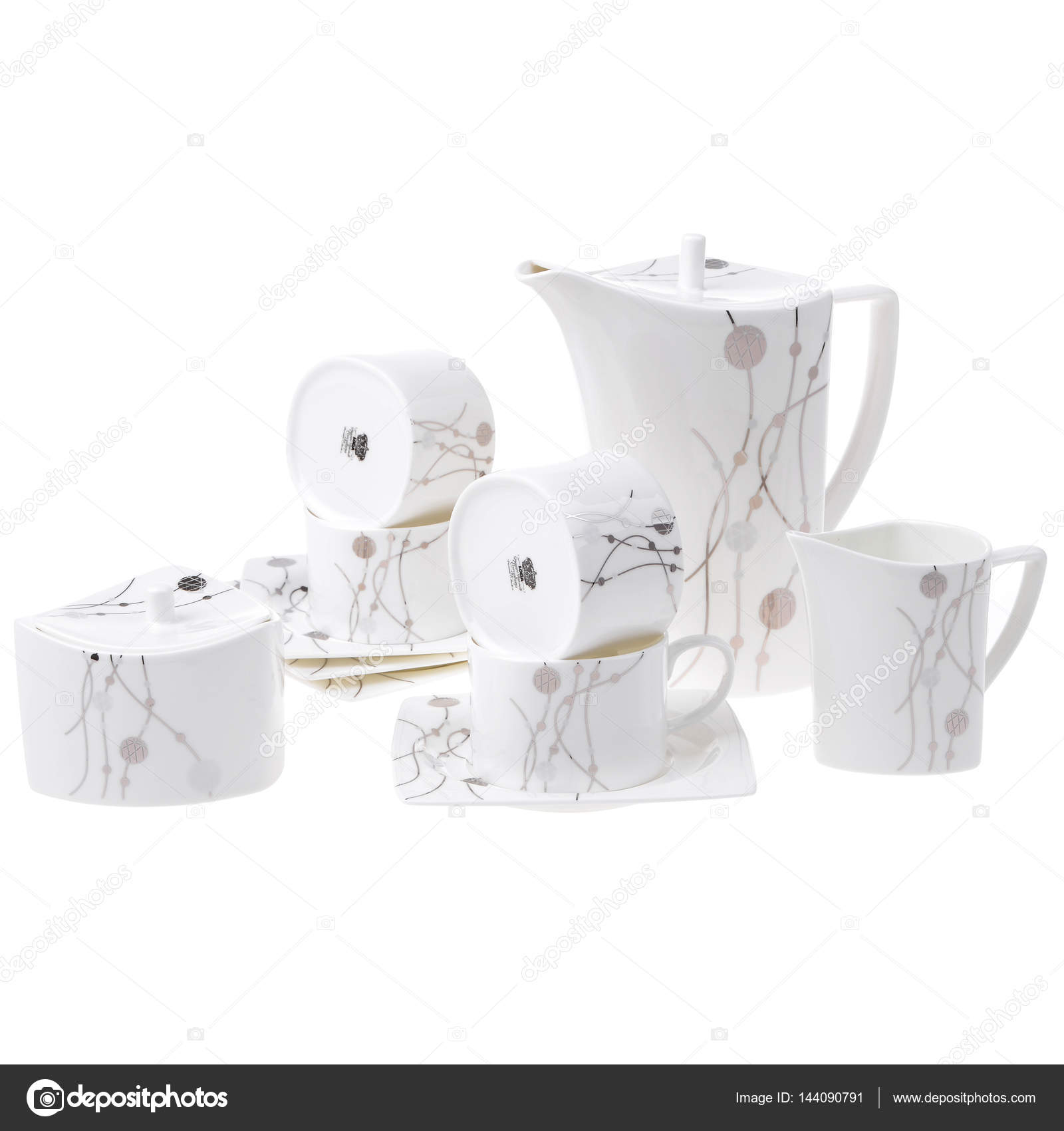 Tea set empty isolated on white background — Stock Photo © Yastrebinsky ...