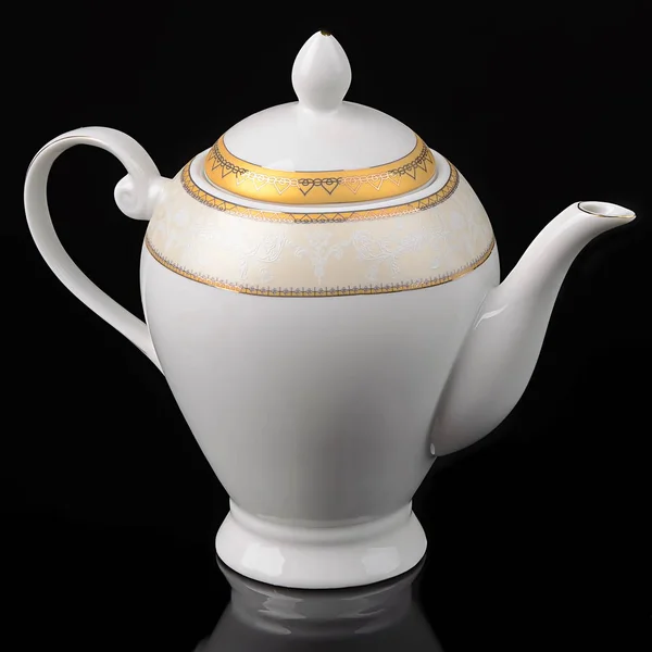 Tea pot isolated on black background — Stock Photo, Image