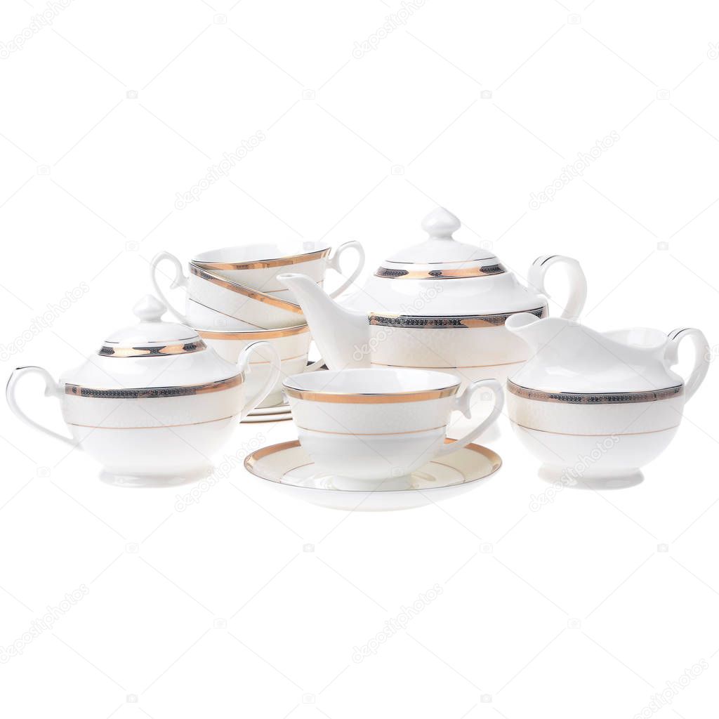 tea set empty isolated on white background