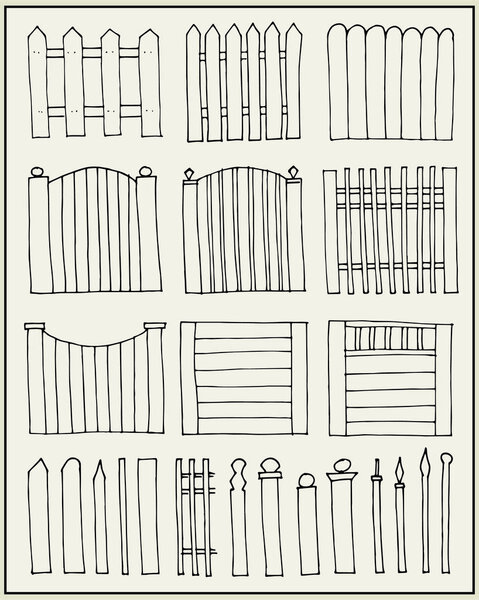 Hand drawn fences and poles