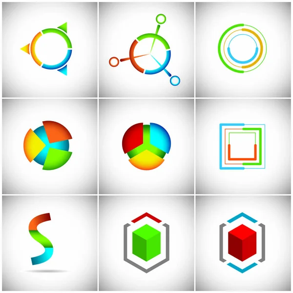 Neun Vektorsymbole aus geometrischen Formen geformt — Stockvektor