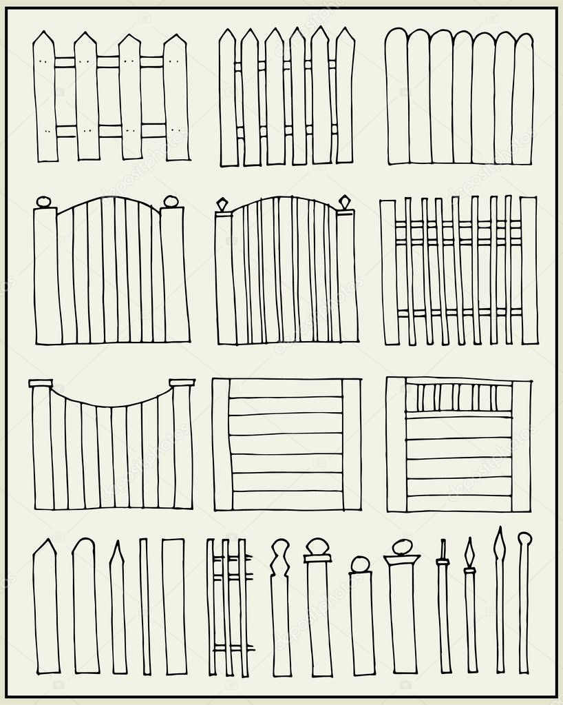 Hand drawn fences and poles