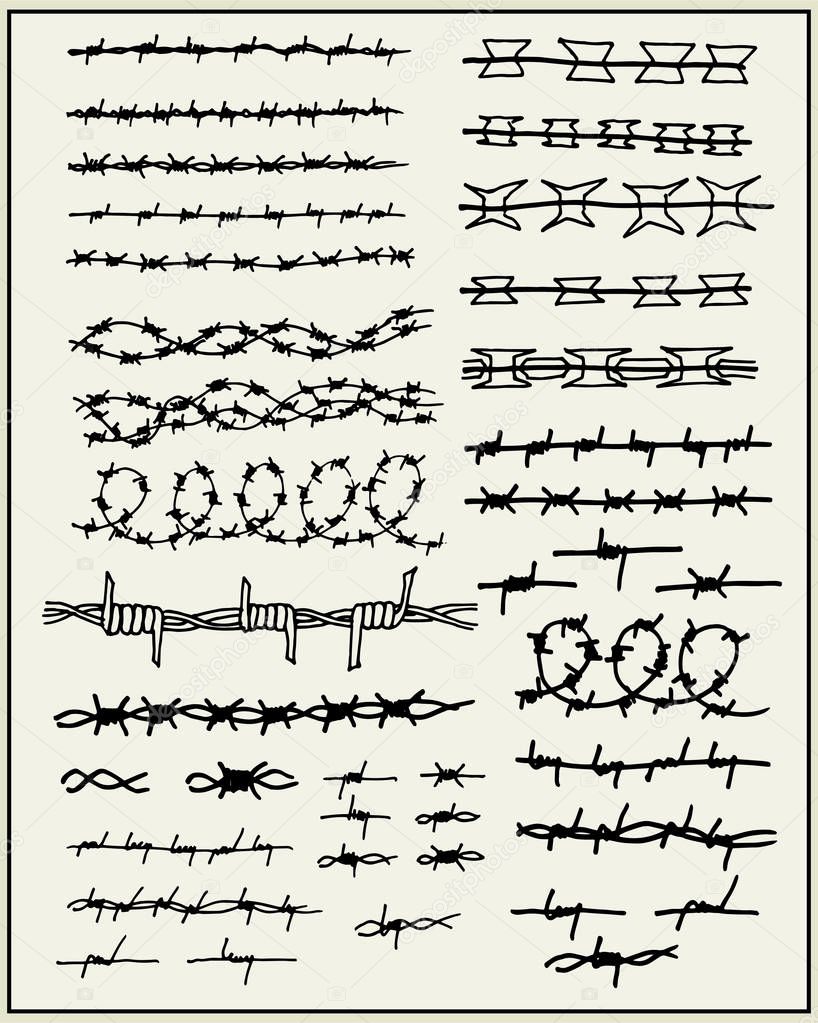 Hand drawn barbed wires