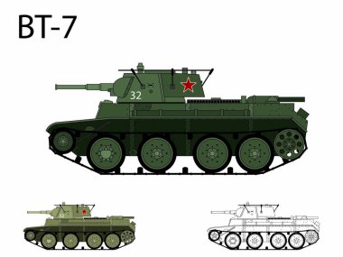Russian WW2 BT-7 tank clipart
