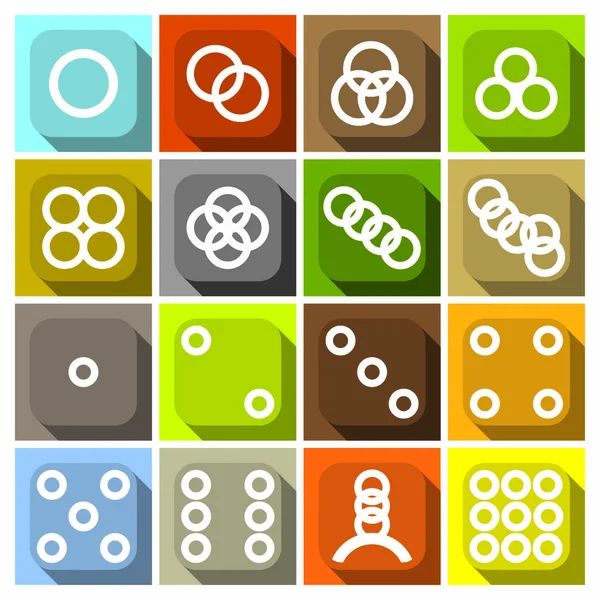Einfache flache Symbole mit Kreisen — Stockvektor